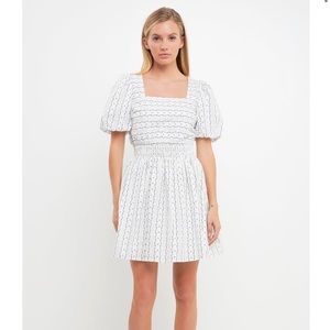 ENGLISH FACTORY FLORAL PRINT COTTON MINI DRESS